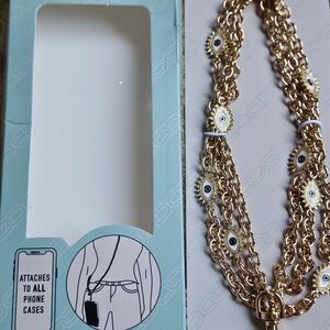 NEW.IN BOX Gold Evil Eye Phone Chain